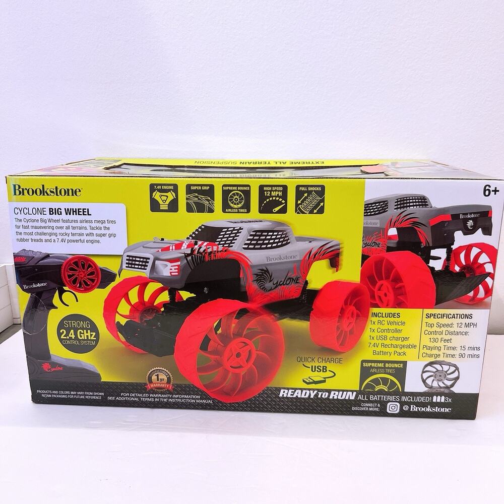 Brookstone Cyclone Big Wheel 7.4V Powerful Engine Terrain RC Remote Control Toy - Picture 7 of 12